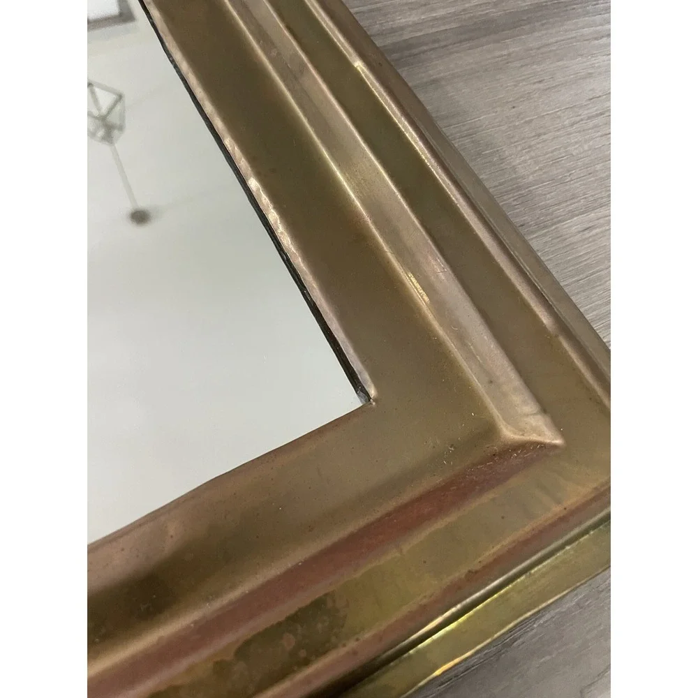 Vintage Rustic Brass Framed Wall Mounted Mirror 17